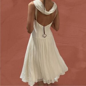 MIRROR PALAIS DOUBLE COWL LADY DRESS IN CREAM